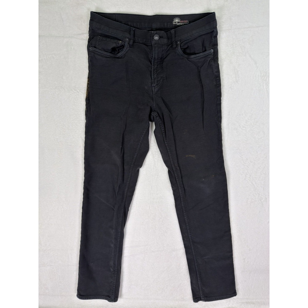 Faherty Jeans Mens 33x32 Black Denim Regular Fit Straight Mid Rise Stretch Read*